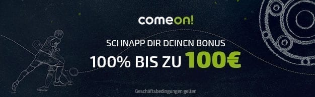 ComeOn Bonus: 100% bis zu 100 Euro