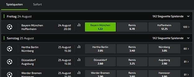 Mobilebet Wettquoten