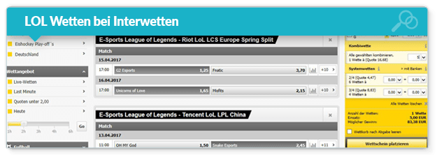 Interwetten LoL Wetten